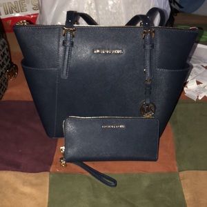 Michael Kors Jetset tote&wallet (Admiral) (navy)